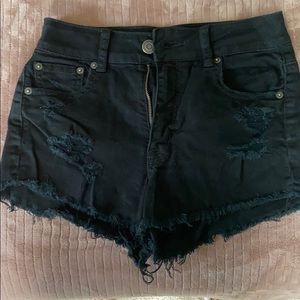 American Eagle Distressed black jean shorts